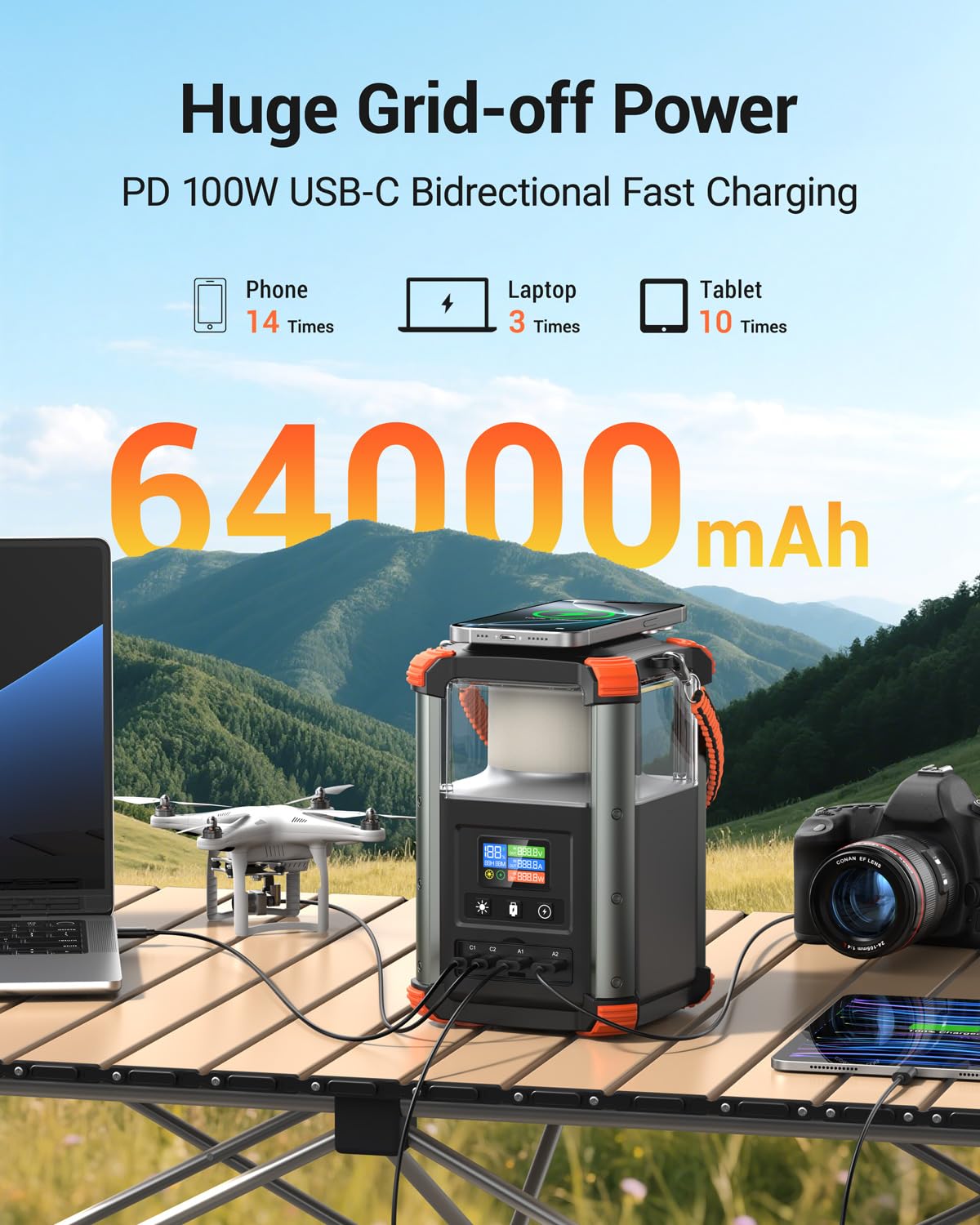 BLAVOR portable power station ports enabling simultaneous device charging.