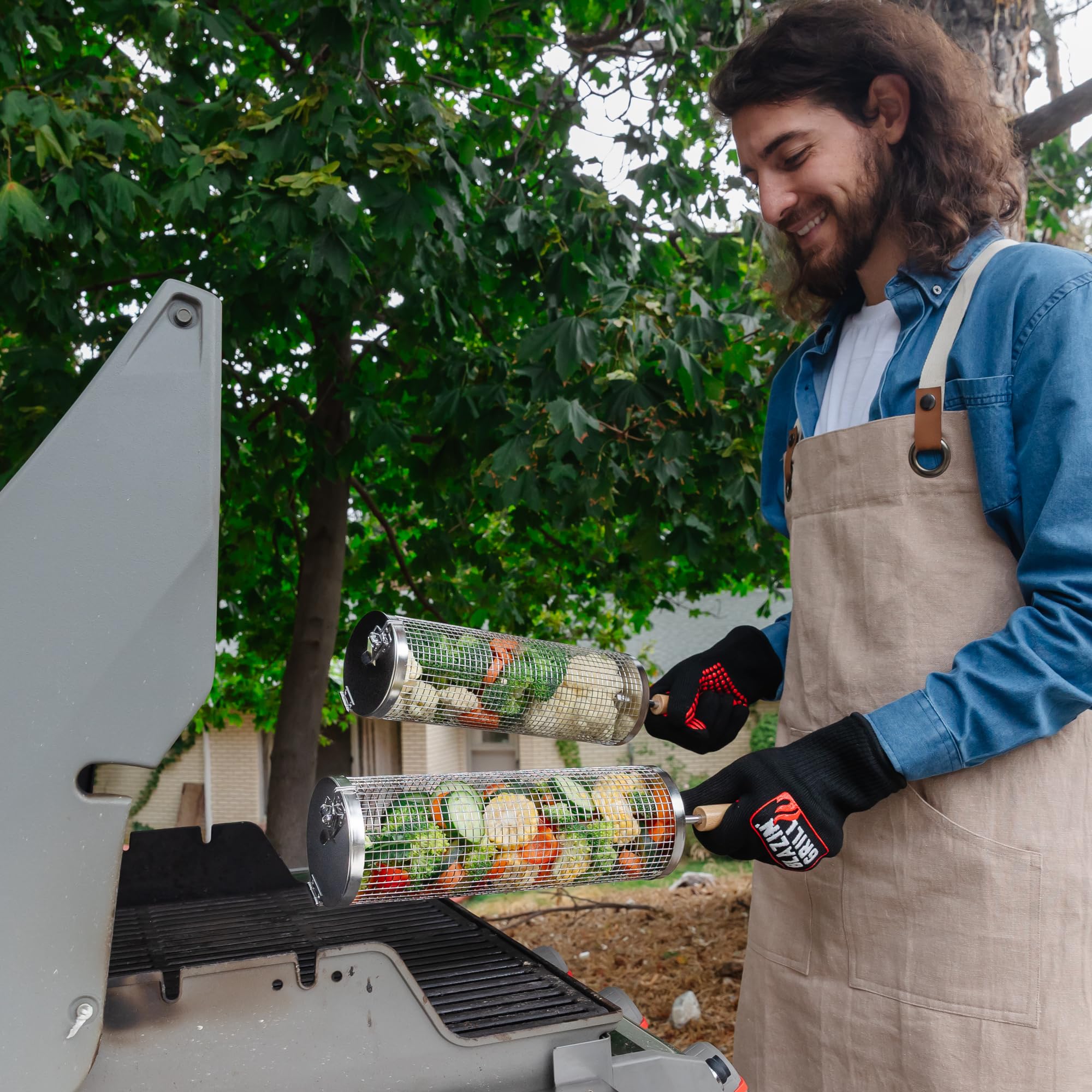 Blazin' Grill compact set is portable for camping and outdoor adventures.