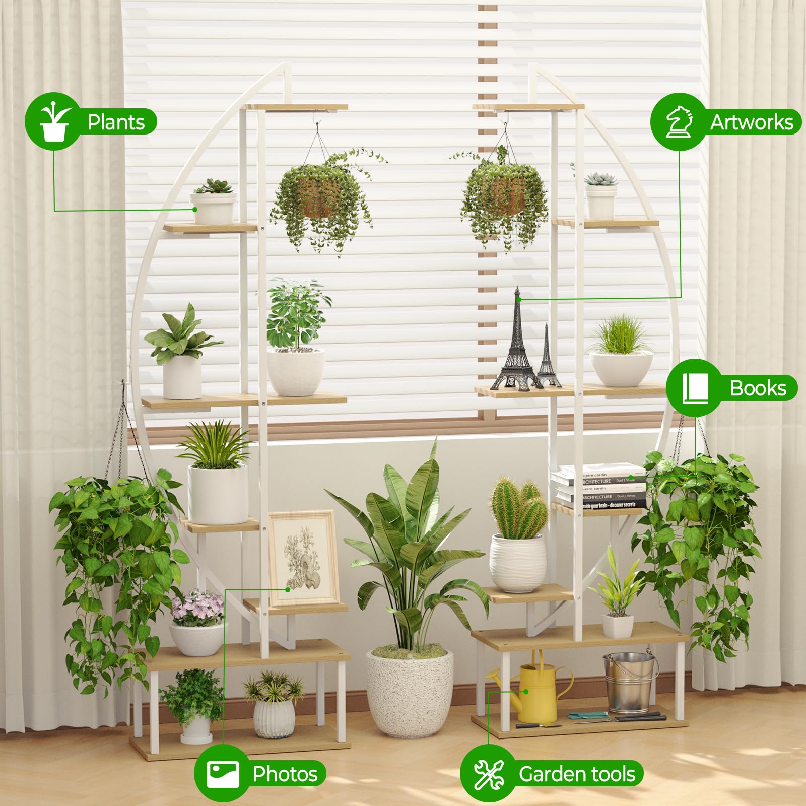 BLAZPATH 65 inch tall plant stand front view shows arch design and sturdy frame