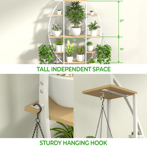 BLAZPATH half-moon plant shelf side B with built in grow lights keeps tall indoor plants well lit