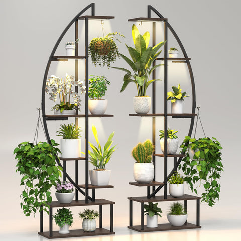 BLAZPATH plant stand side view with grow lights for even illumination
