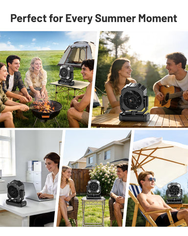 BLBS LED-light enabled misting fan for night visibility and ambience.