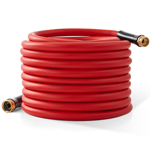 BLENDLITE Garden Hose 50 ft coiled for easy storage and flexible use.