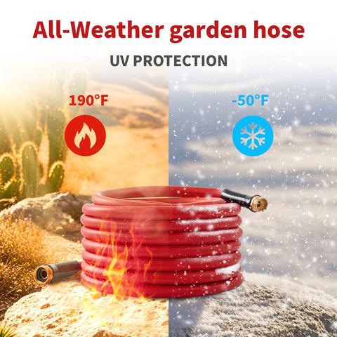 BLENDLITE Garden Hose with brass connectors ensures leak-resistant connections for year-round watering.