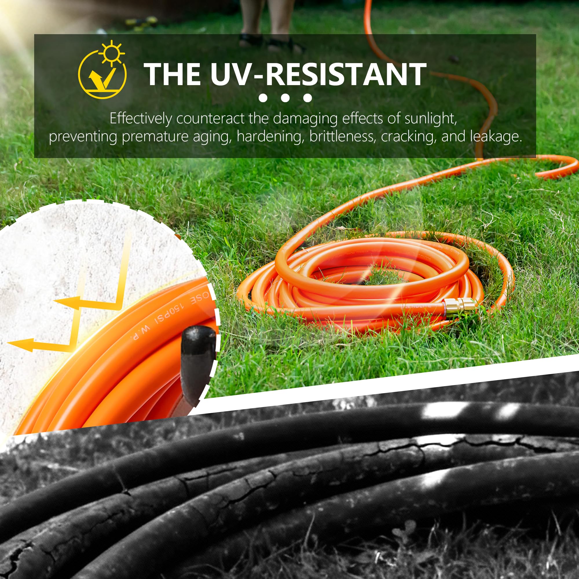 Blendlite hose 3 ply construction resists tangling and kinking during use