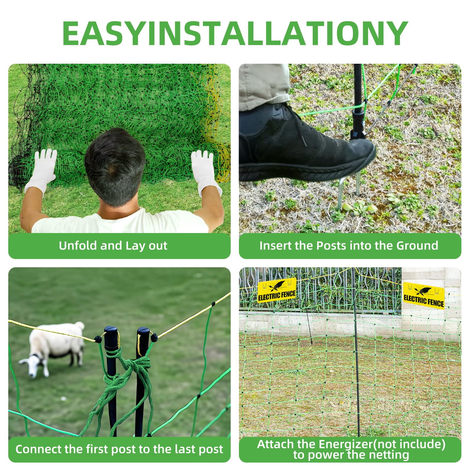 BLENNACY 14 fiberglass posts and ground spikes secure a stable fence line