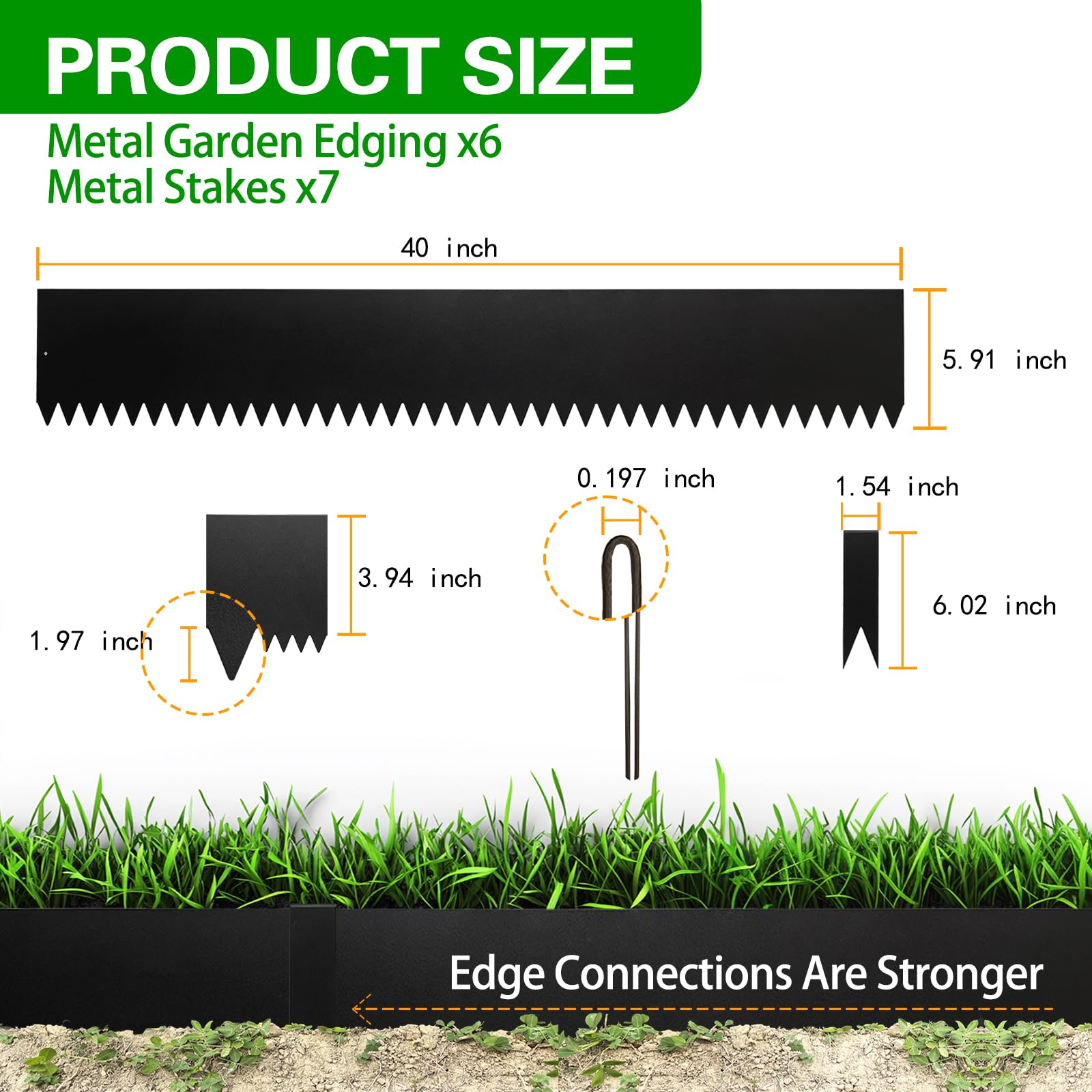 BLENNACY black 40-inch edging provides a weather-resistant lawn edge for clean lines.