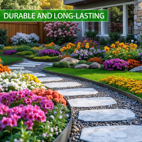 BLENNACY outdoor border enhances yard definition for sidewalks and vegetable beds.