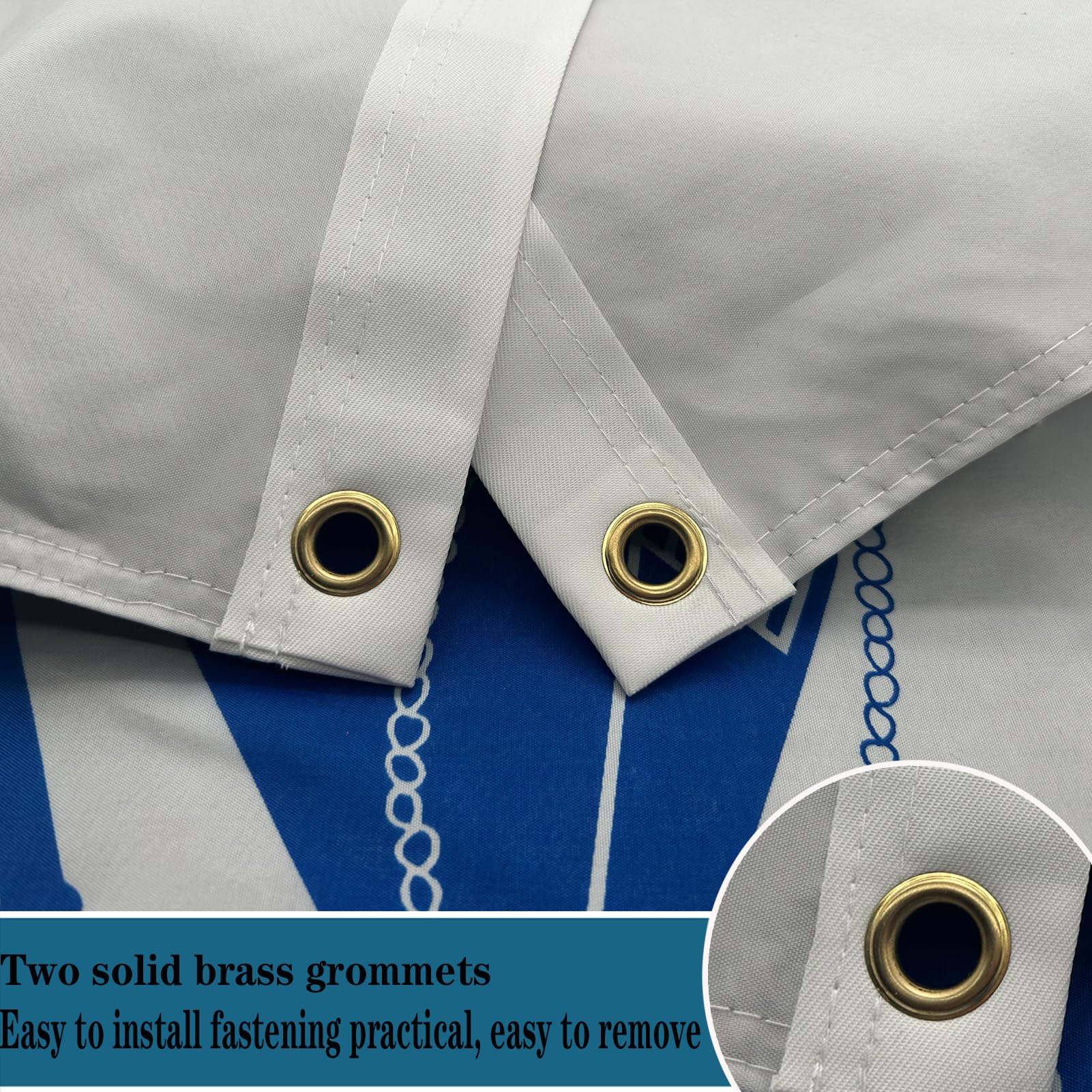 Bleshope flag close-up stitching shows reinforced seams for wind endurance
