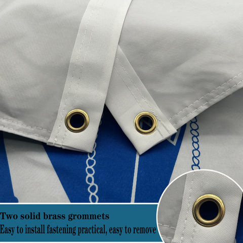 Bleshope flag close-up stitching shows reinforced seams for wind endurance