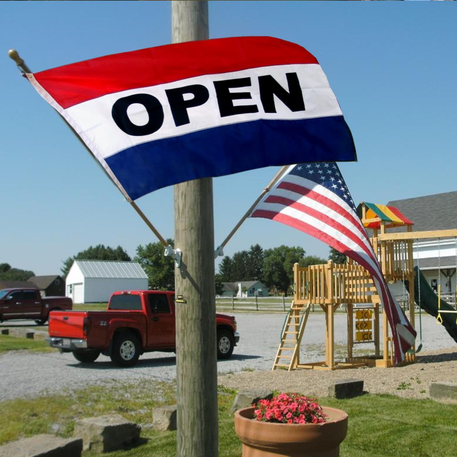 Bleshope Open Flags ready for front yard or storefront display
