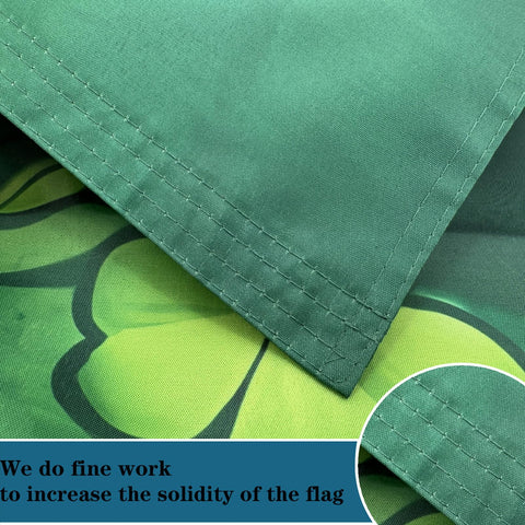 Bleshope St. Patrick's Day flag with shade cloth reduces shadows from angled viewing.