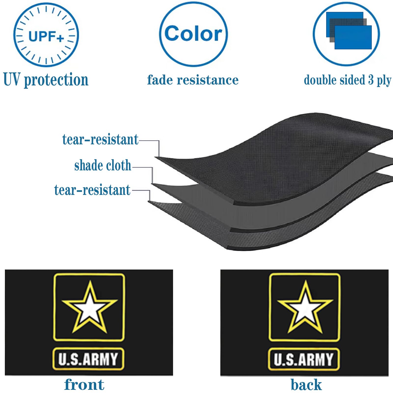 Bleshope US Army flag 3x5 outdoor shade cloth layer reduces shadows for legibility