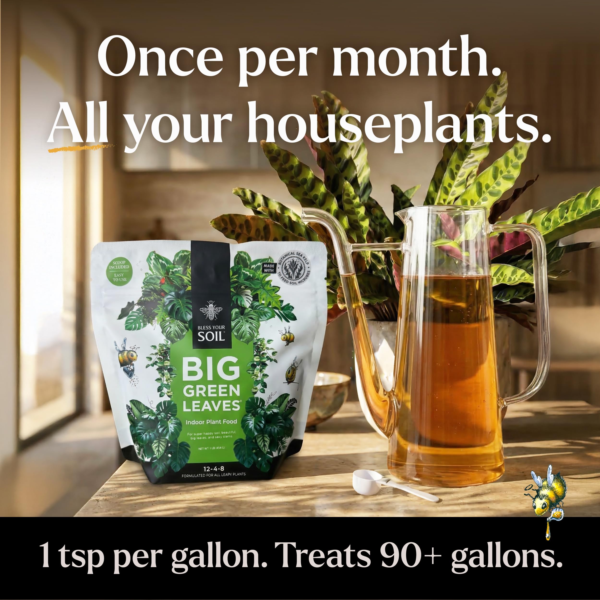 Bless Your Soil Big Green Leaves diluted solution ready for soil drench or foliar feed