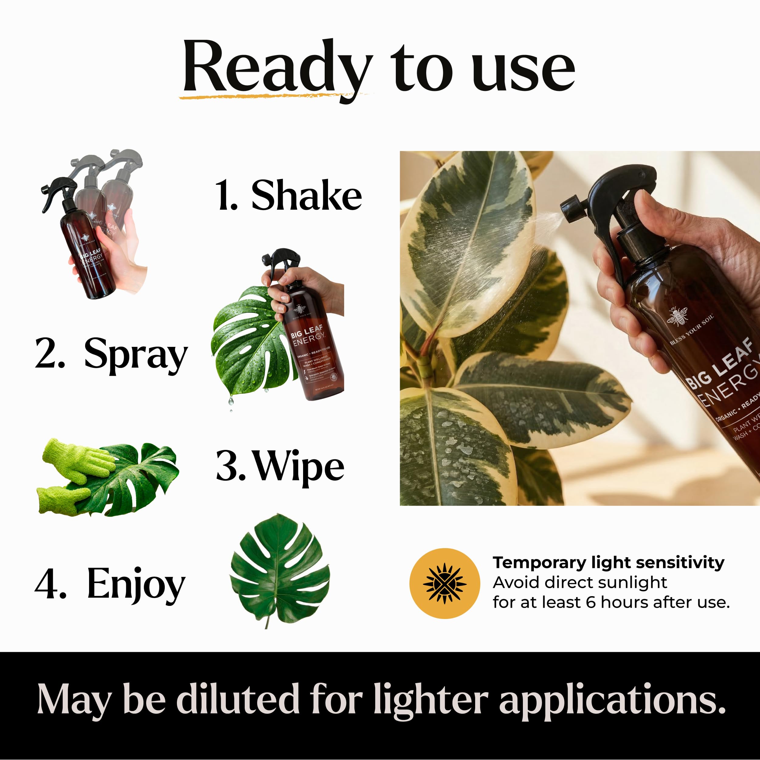 Bless Your Soil Neem Oil Spray in action on indoor plant leaves.