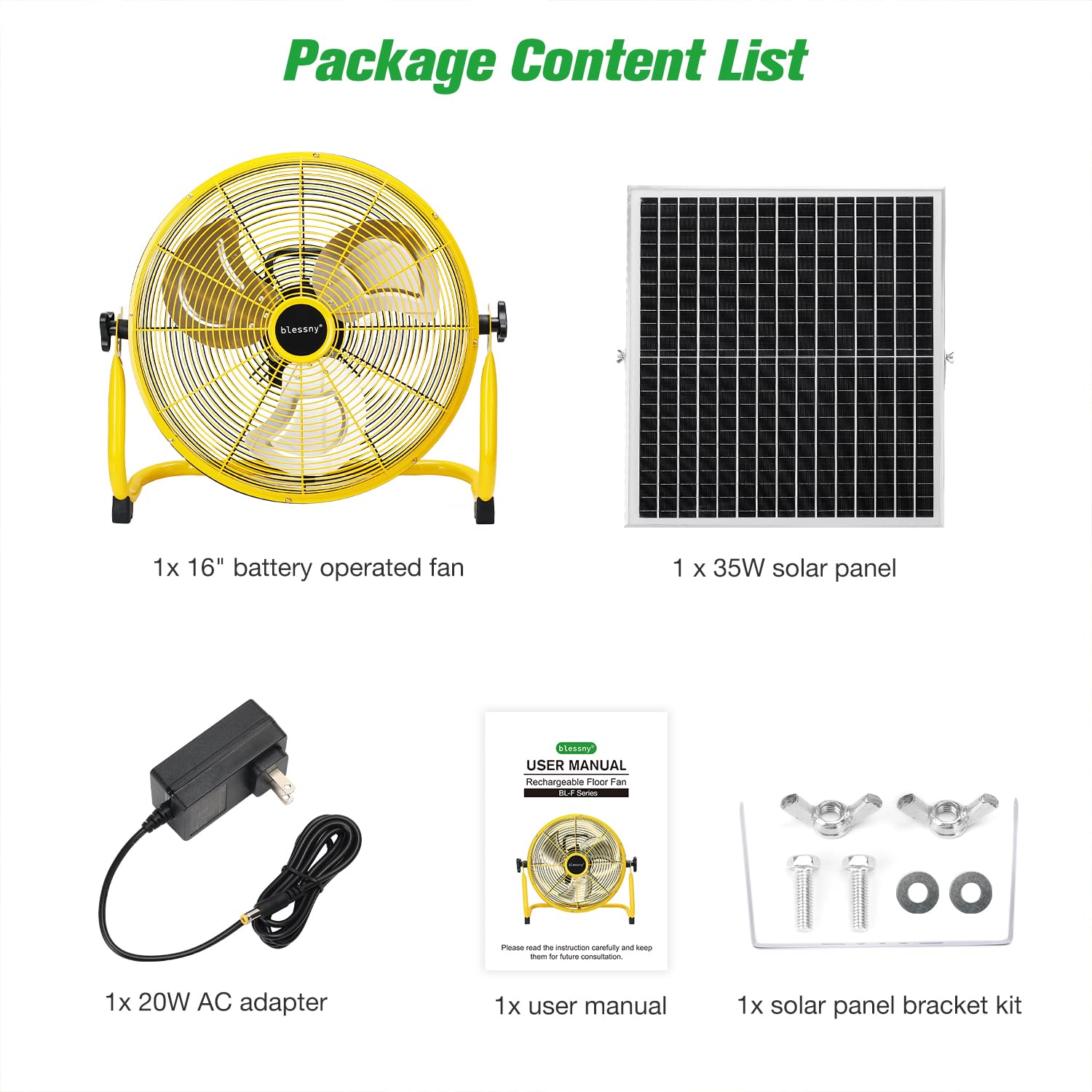 Blessny 16in floor fan dimensions and weight for portability