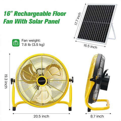 Blessny 16in floor fan metal frame and aluminum blades for durability