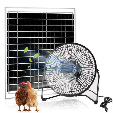 Blessny 8-inch solar fan cools a sunny greenhouse with steady air.