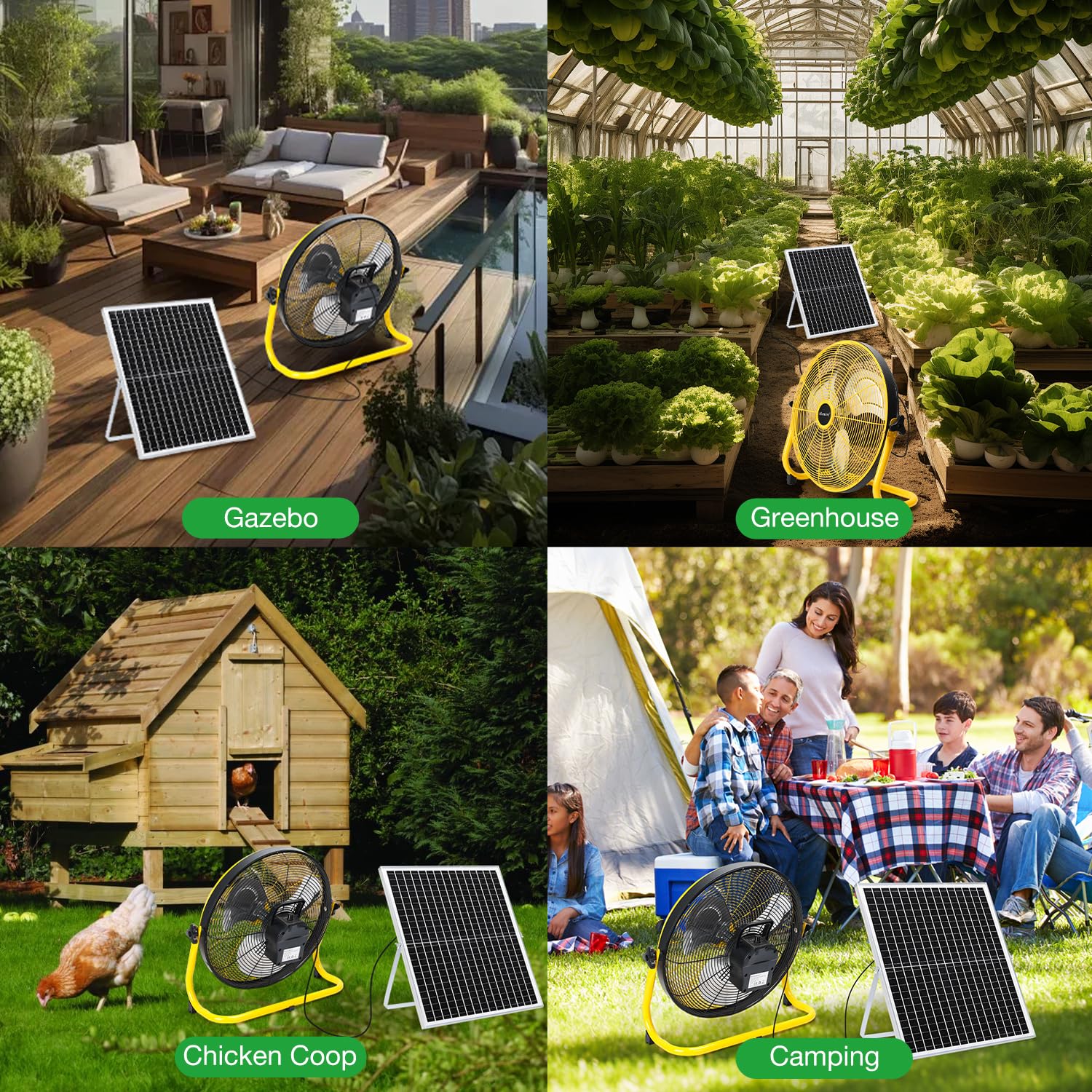 Blessny outdoor cooling for gazebo or patio with a 16-inch breeze