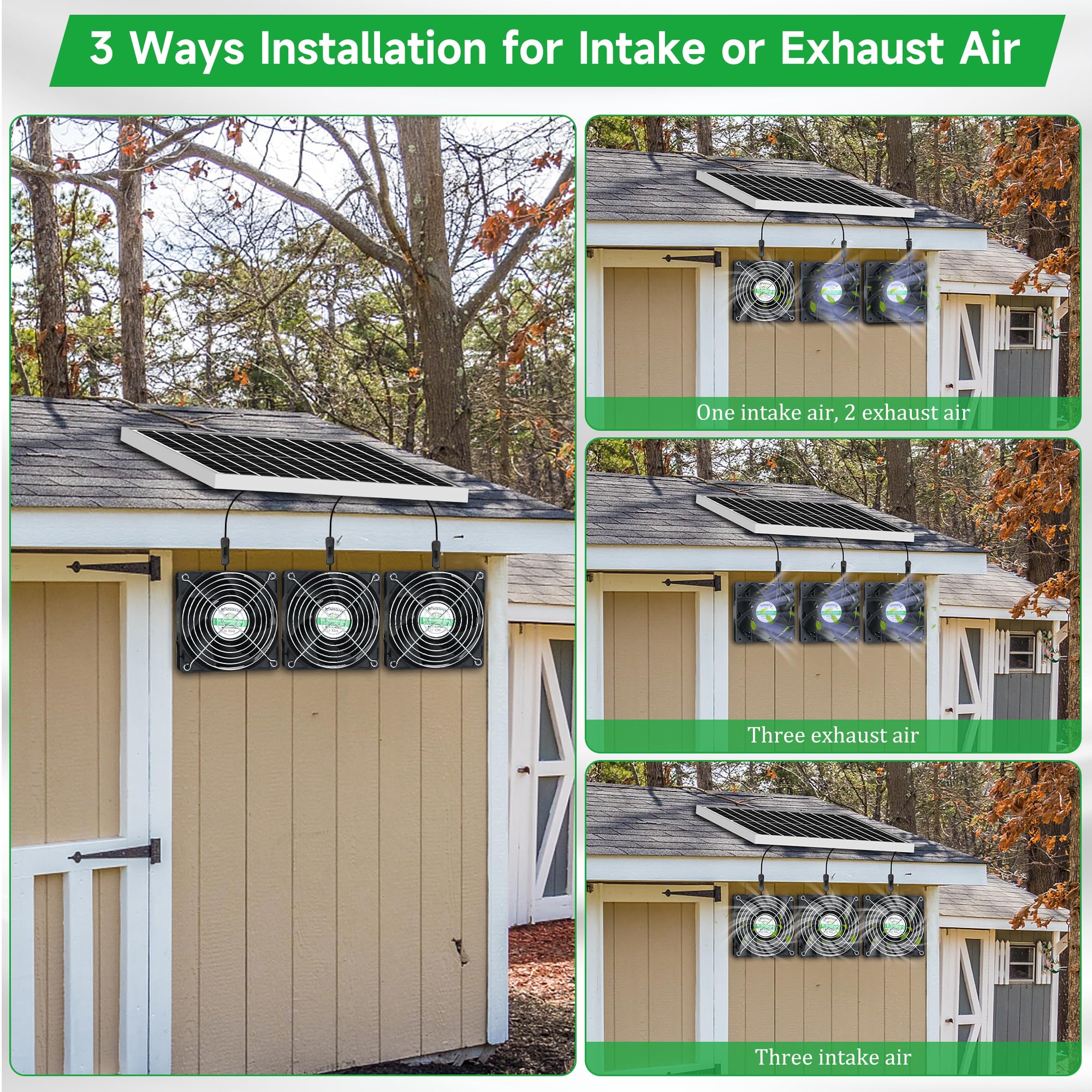 Blessny Solar 3 Fan Kit outdoor coop use to improve airflow