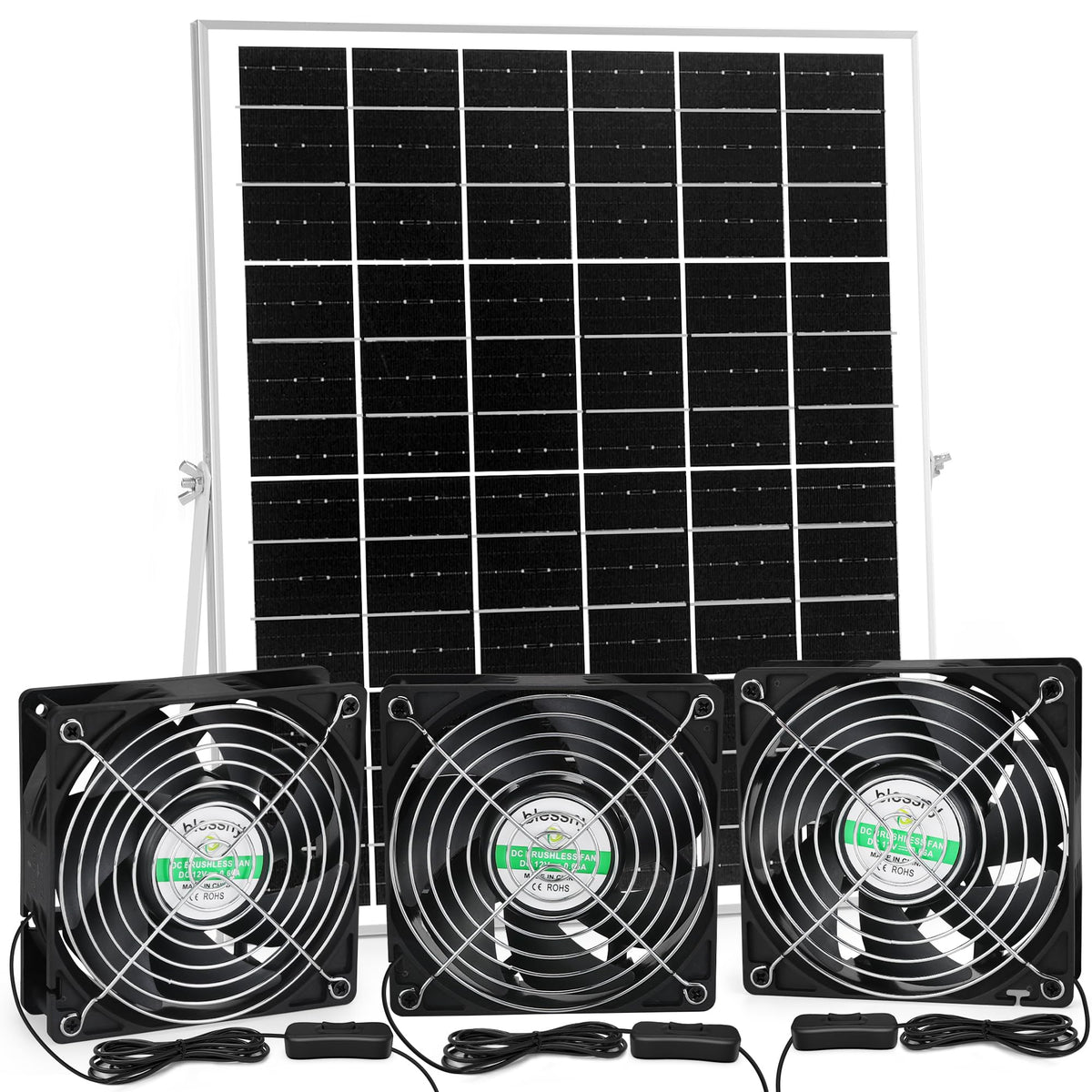 Blessny Solar 3 Fan Kit panel exterior for outdoor ventilation in sunny weather