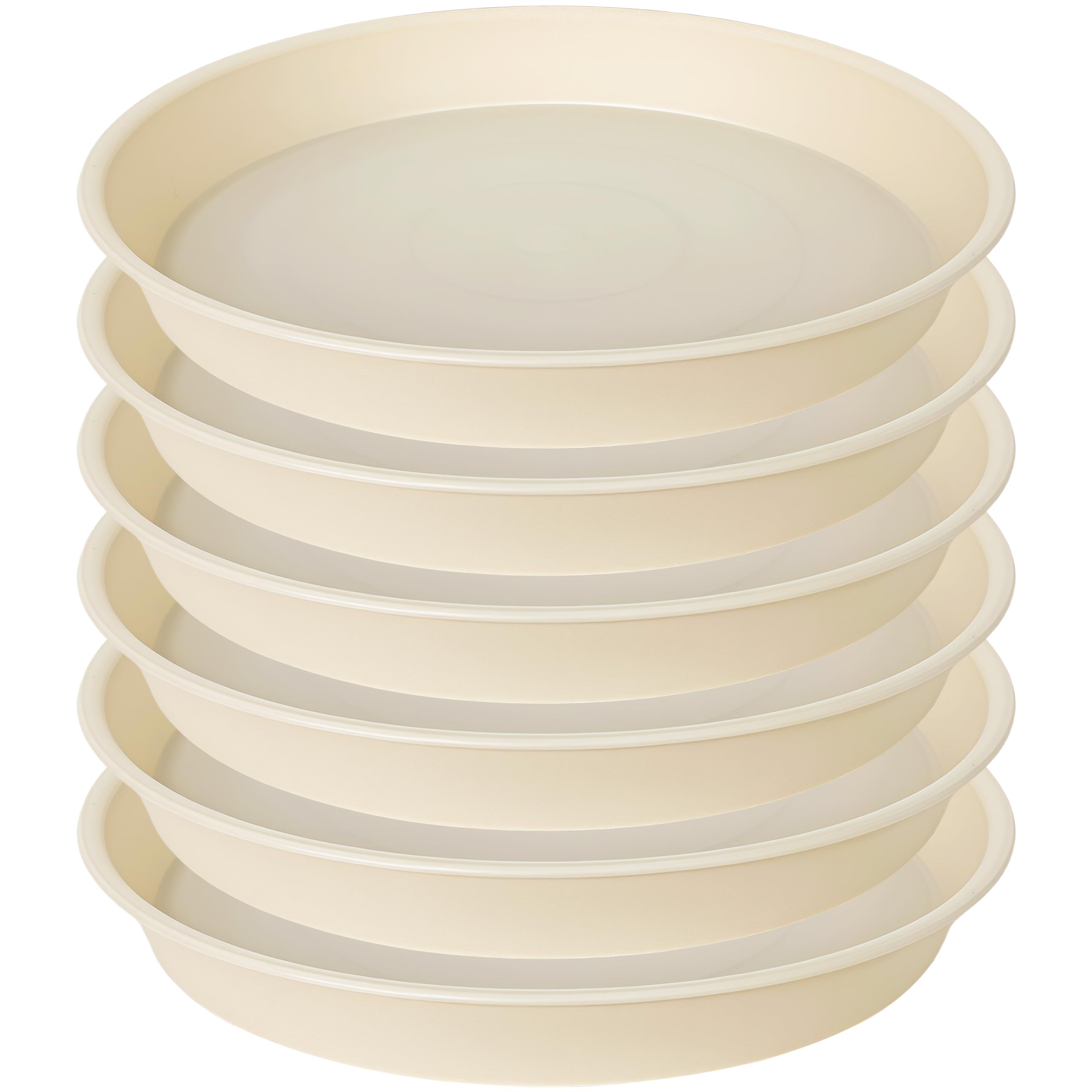 Bleuhome 6-inch beige plant saucer top view showing indoor drip protection.