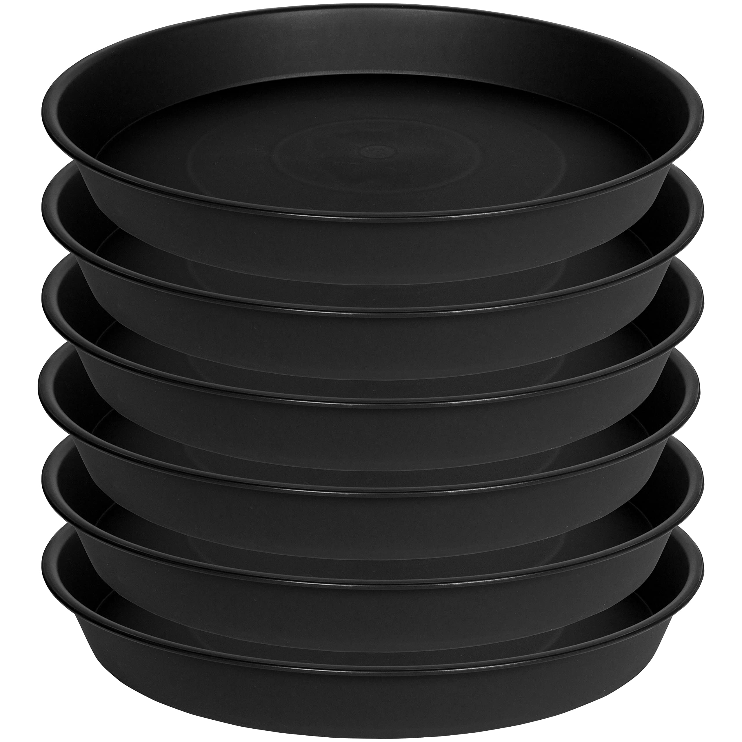 Bleuhome 8-inch black plant saucer with pebble texture protects surfaces and traps excess moisture.