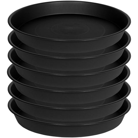 Bleuhome 8-inch black plant saucer with pebble texture protects surfaces and traps excess moisture.