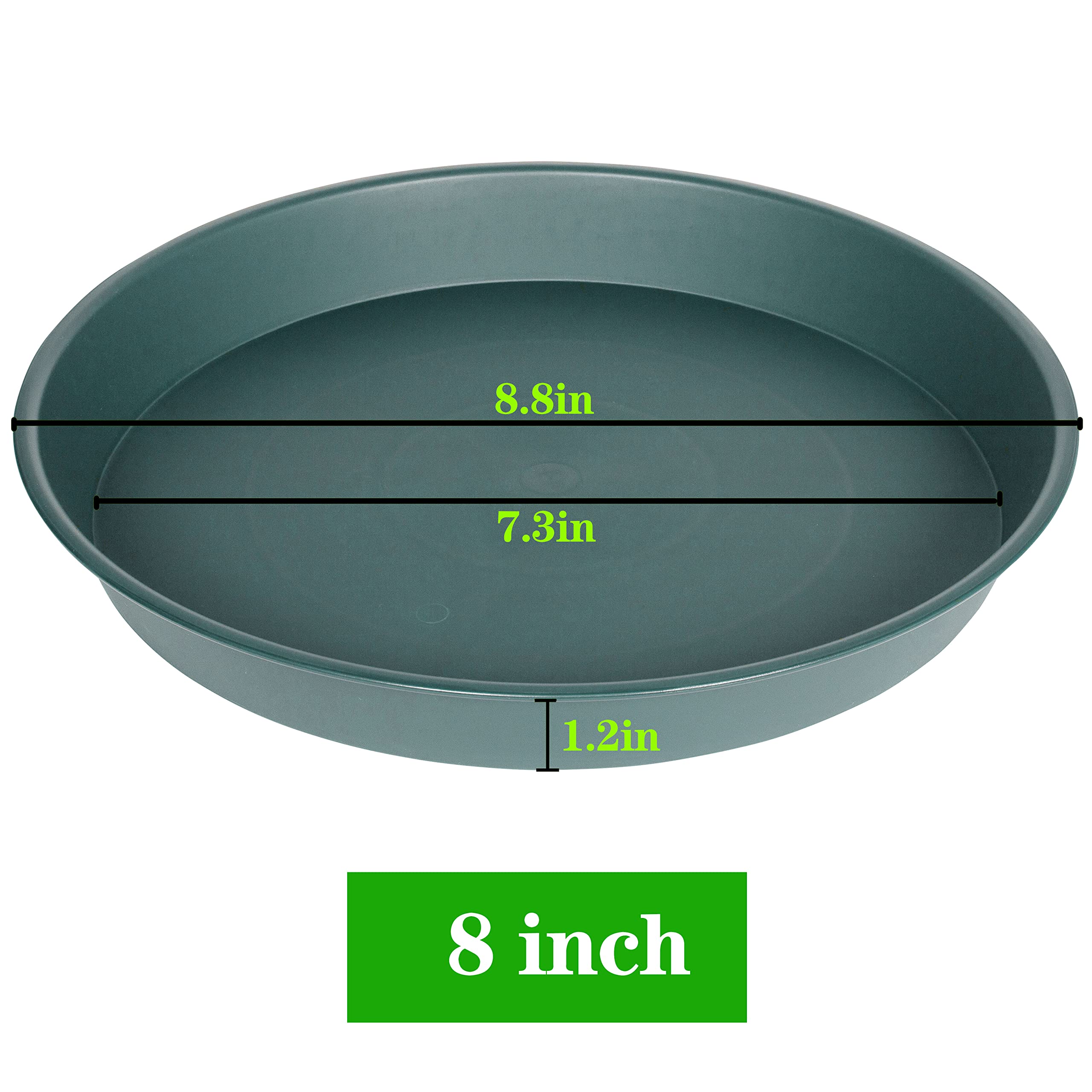 Bleuhome 8-inch green bird bath bowl, side angle showing stable design.
