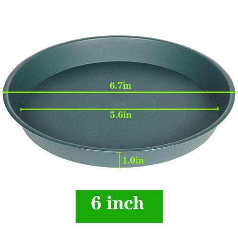 Bleuhome green plant saucer 6-inch side view; sturdy plastic for indoor use