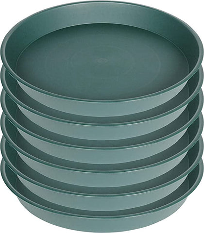 Bleuhome green plant saucer 6-inch top view; durable drip tray protects surfaces
