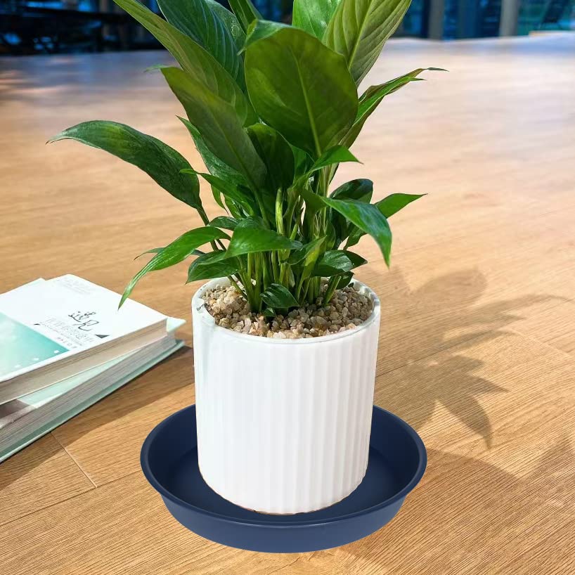 Bleuhome blue plant tray for indoor and outdoor use, sturdy and weather resistant.