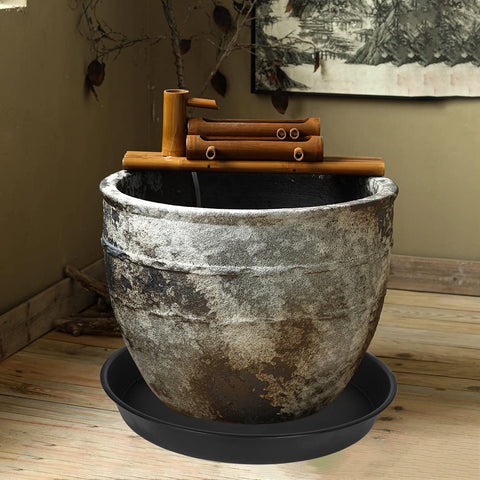 Bleuhome black plant tray suitable for indoor or outdoor decor.
