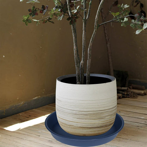 Bleuhome minimalist blue saucer enhances any planter with modern style.