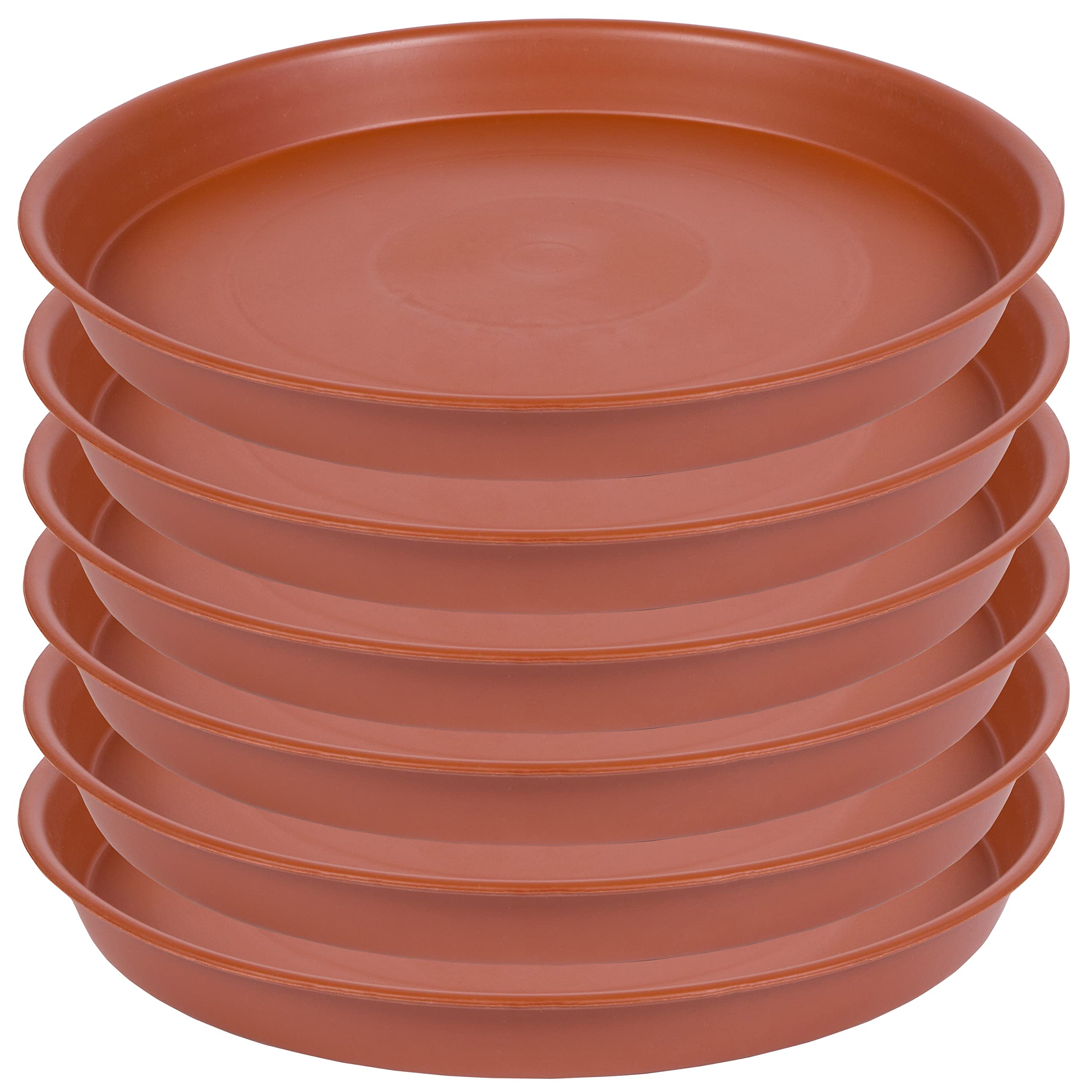 Bleuhome 10-inch plant saucer, six-pack, top view; prevents spills on surfaces
