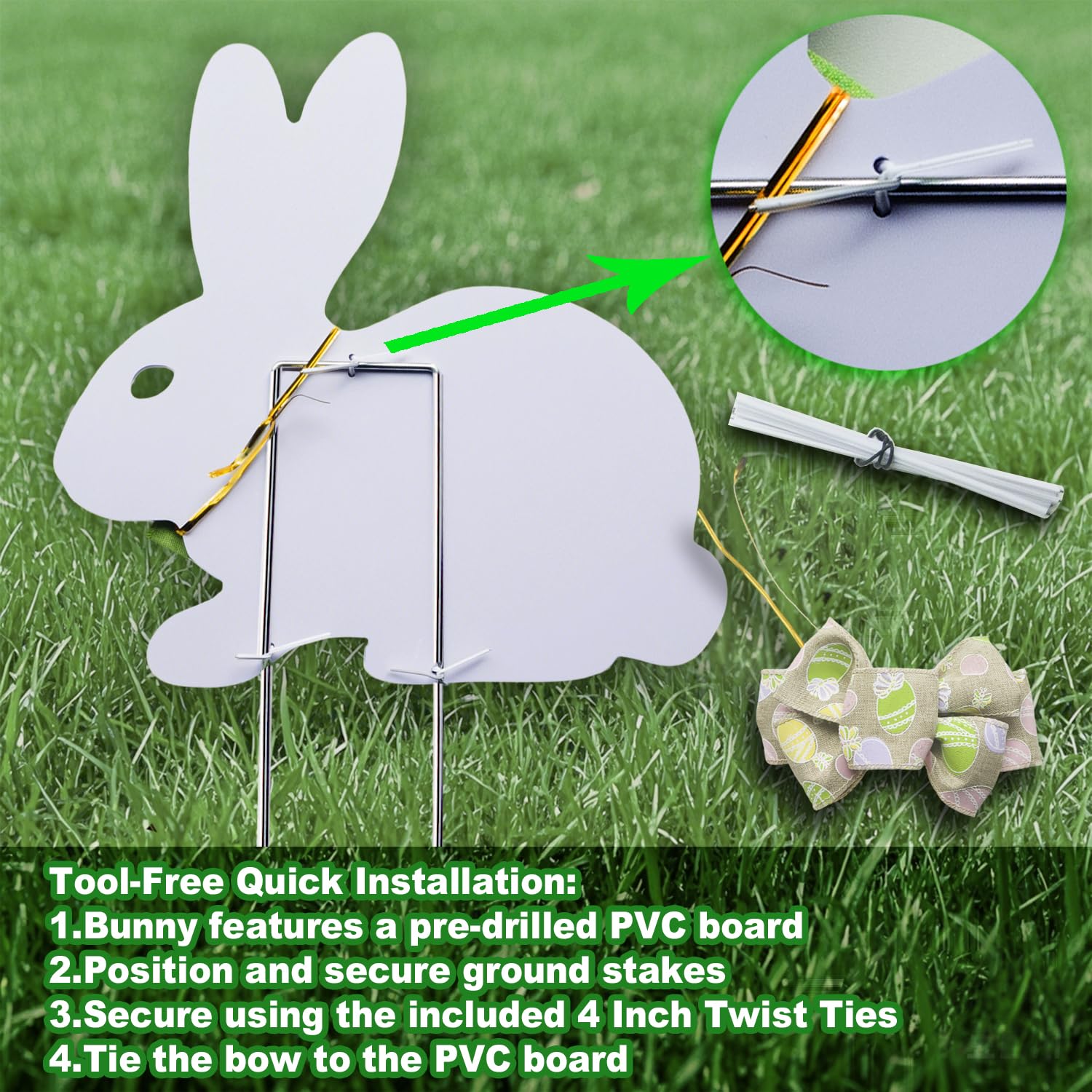 Blevla Easter Bunny yard sign with stakes, assembly in minutes.