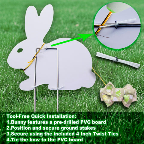 Blevla Easter Bunny yard sign with stakes, assembly in minutes.