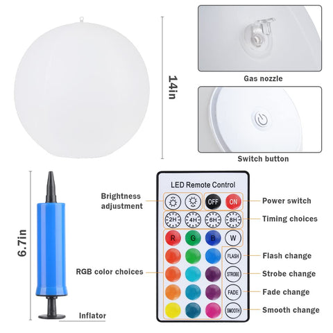 Blibly hangable pool light ball ready to suspend above water.