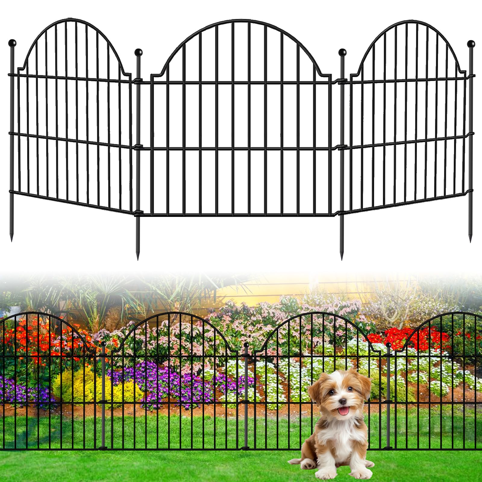 Blingluck 10 panel fence main view shows rustproof metal construction for long lasting garden edging