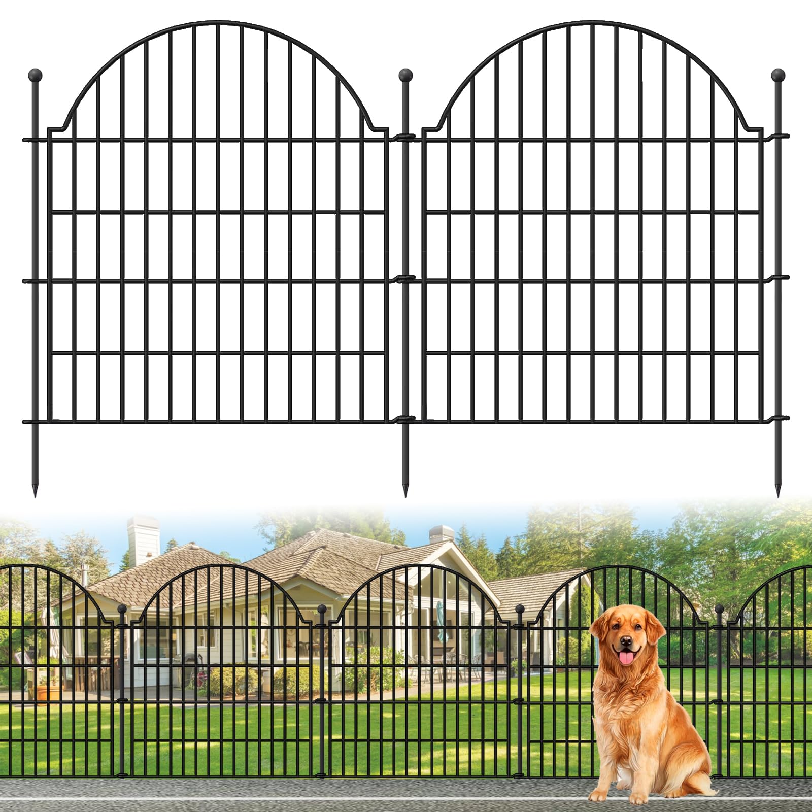 Blingluck 10-panel no-dig fence front view for decorative garden border