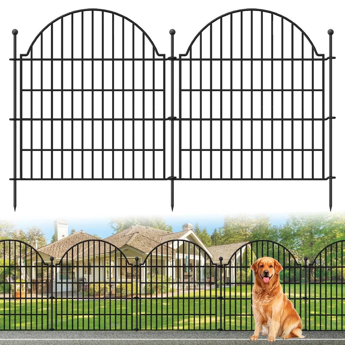 Blingluck 10-panel no-dig fence front view for decorative garden border