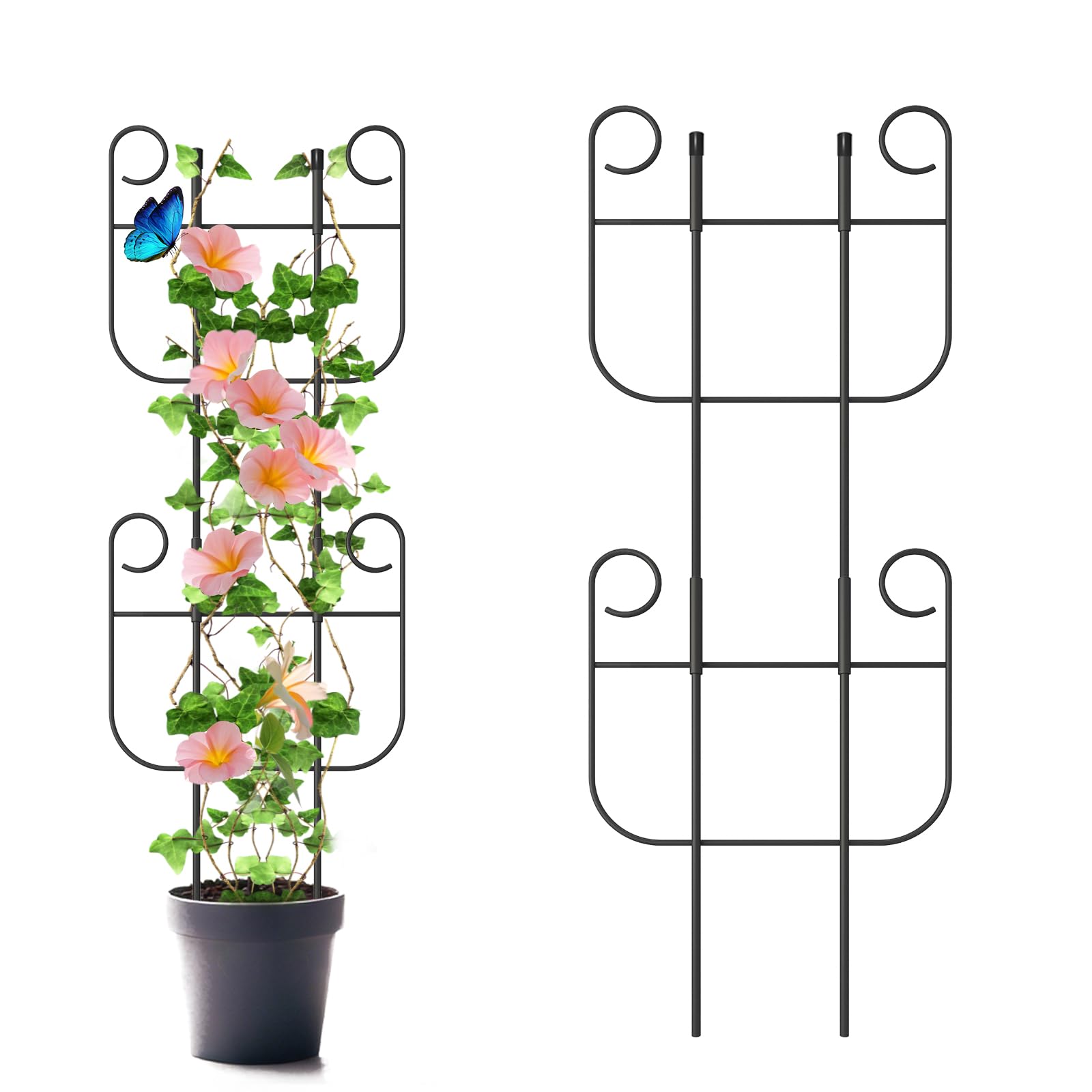 Blingluck 2-pack expandable trellis for indoor plants supports climbing vines in pots.