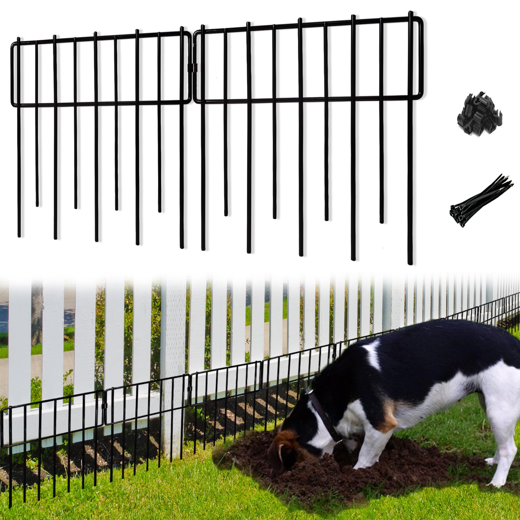 Blingluck Animal Barrier Fence assembly showing 19 panels forming a garden border
