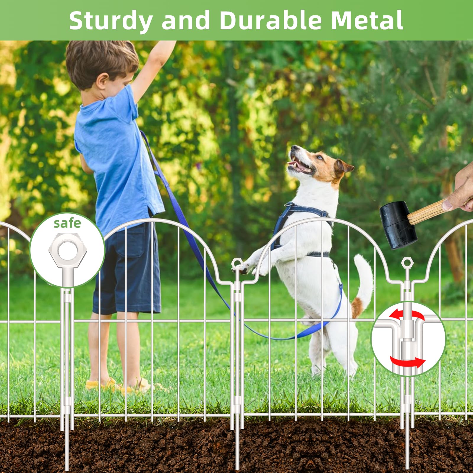 Blingluck decorative border fences highlight flower beds while protecting saplings.