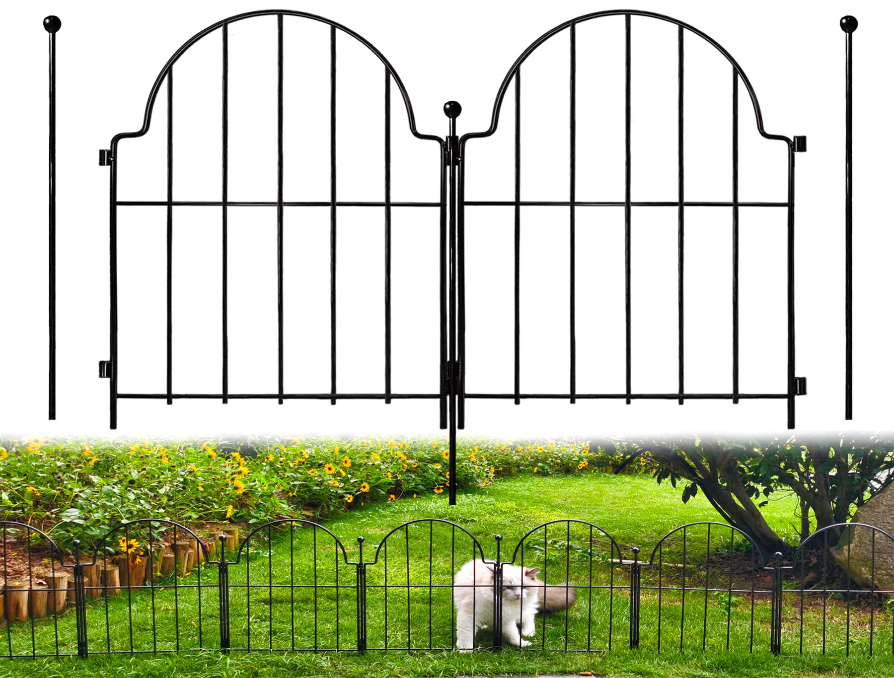 Blingluck garden fence arch-17in illustrates a slim border element with small animal containment.