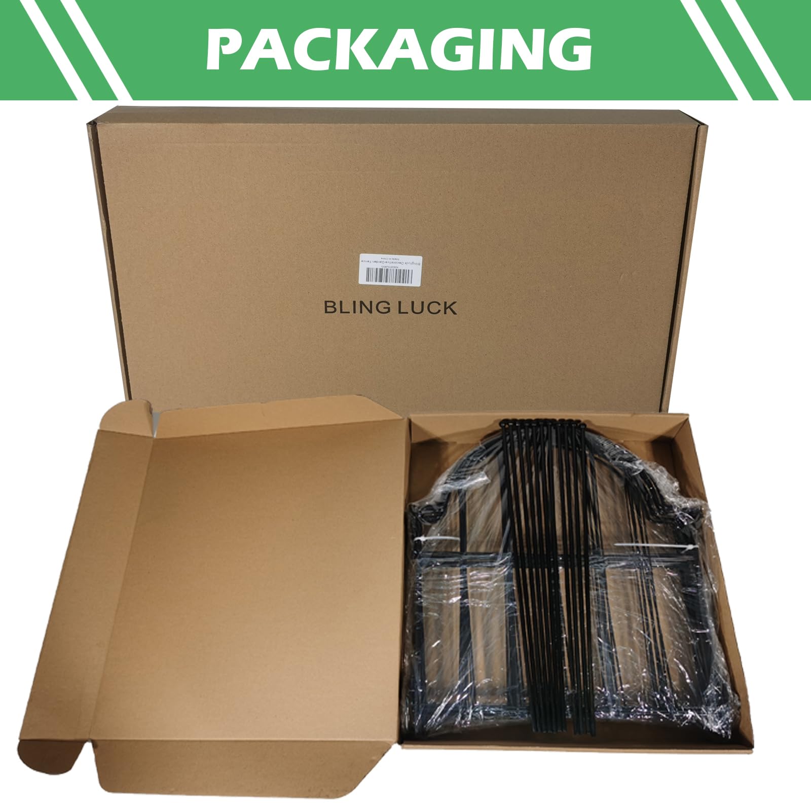 Blingluck Garden Fence packaging contents include 19 panels and 20 stakes.