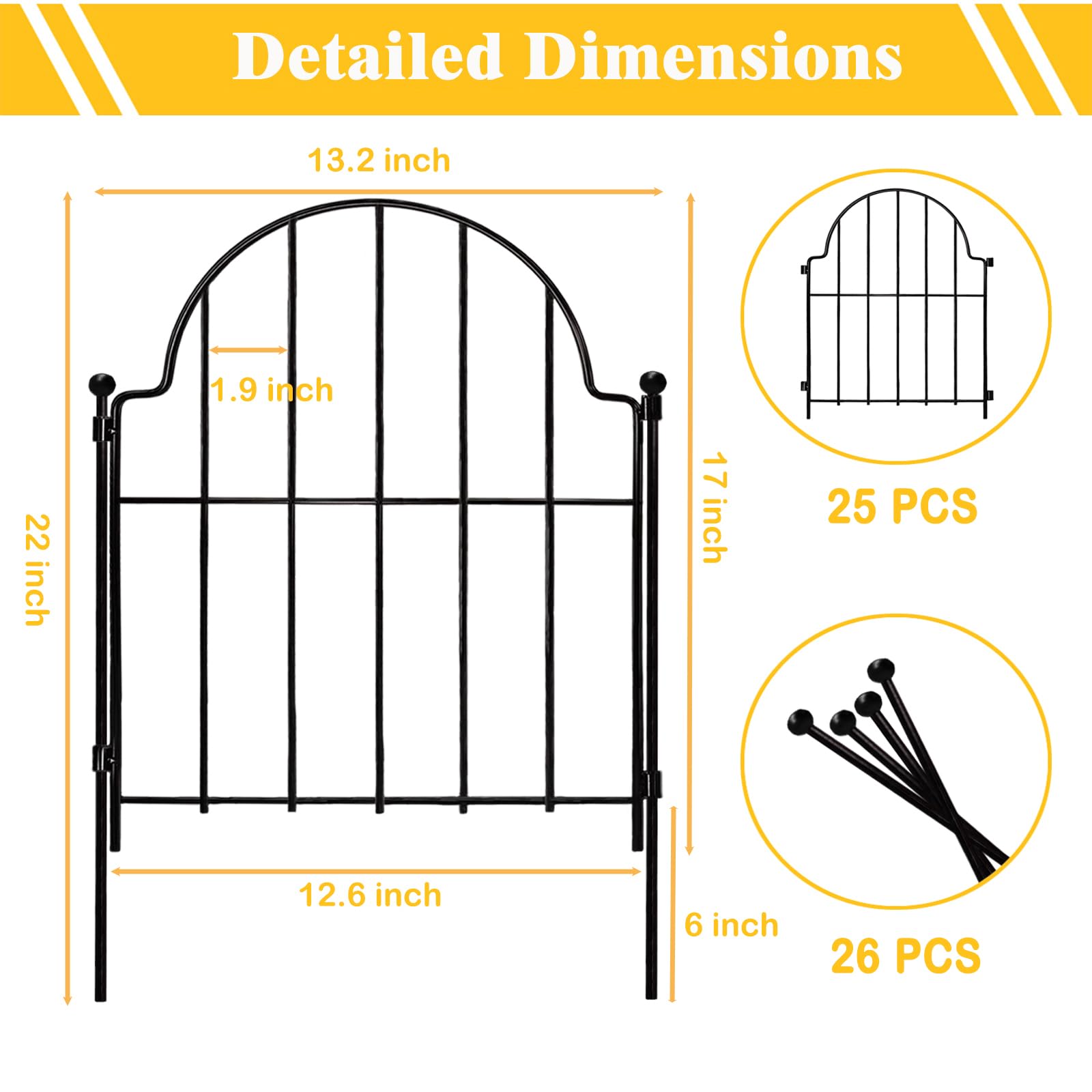 Blingluck garden fence rustproof-black withstands outdoor weather for lasting charm.
