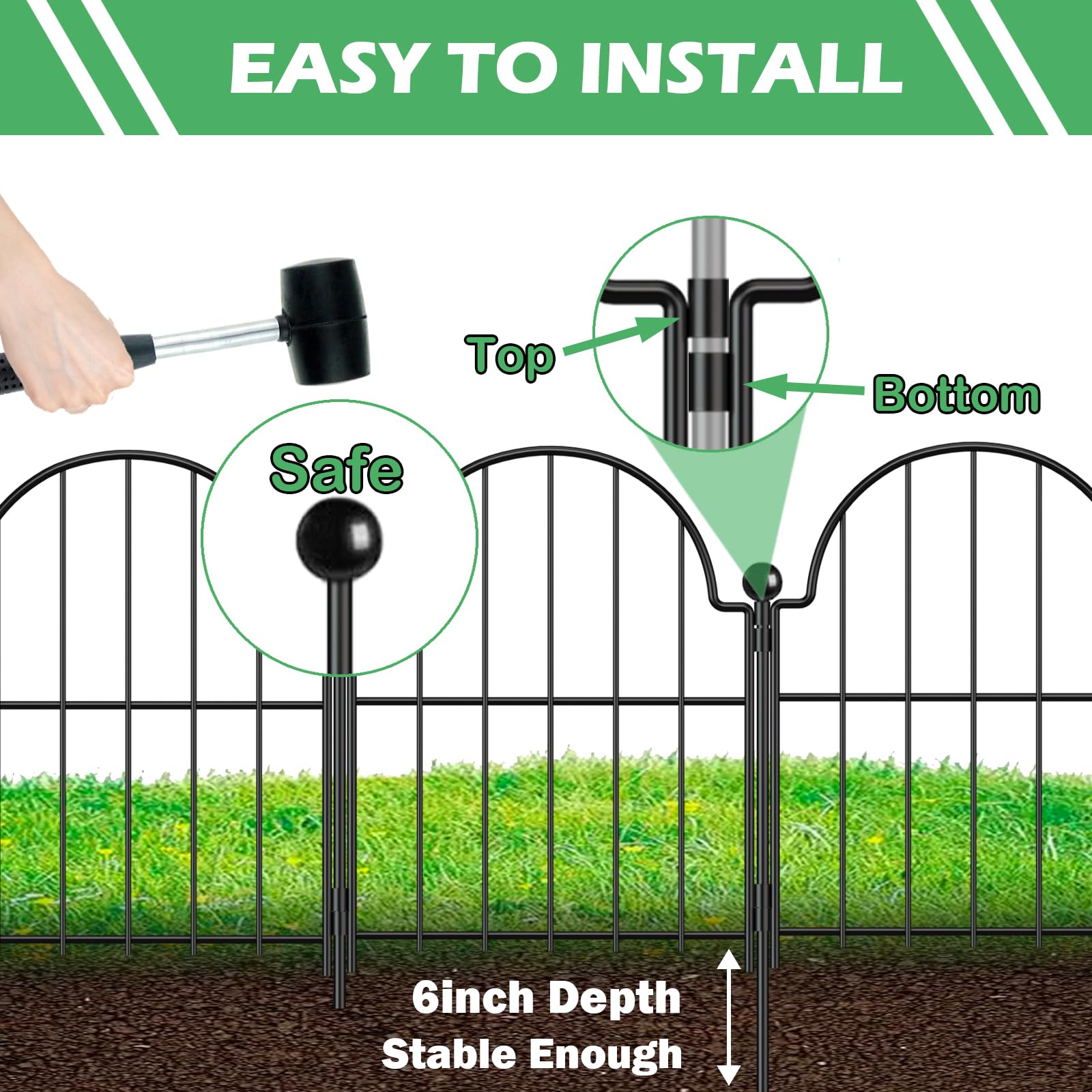 Blingluck Garden Fence rustproof black finish withstands weather exposure.