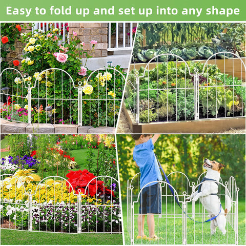 Blingluck 10-pack fence borders patios, yards, and vegetable patches with clean white finish.