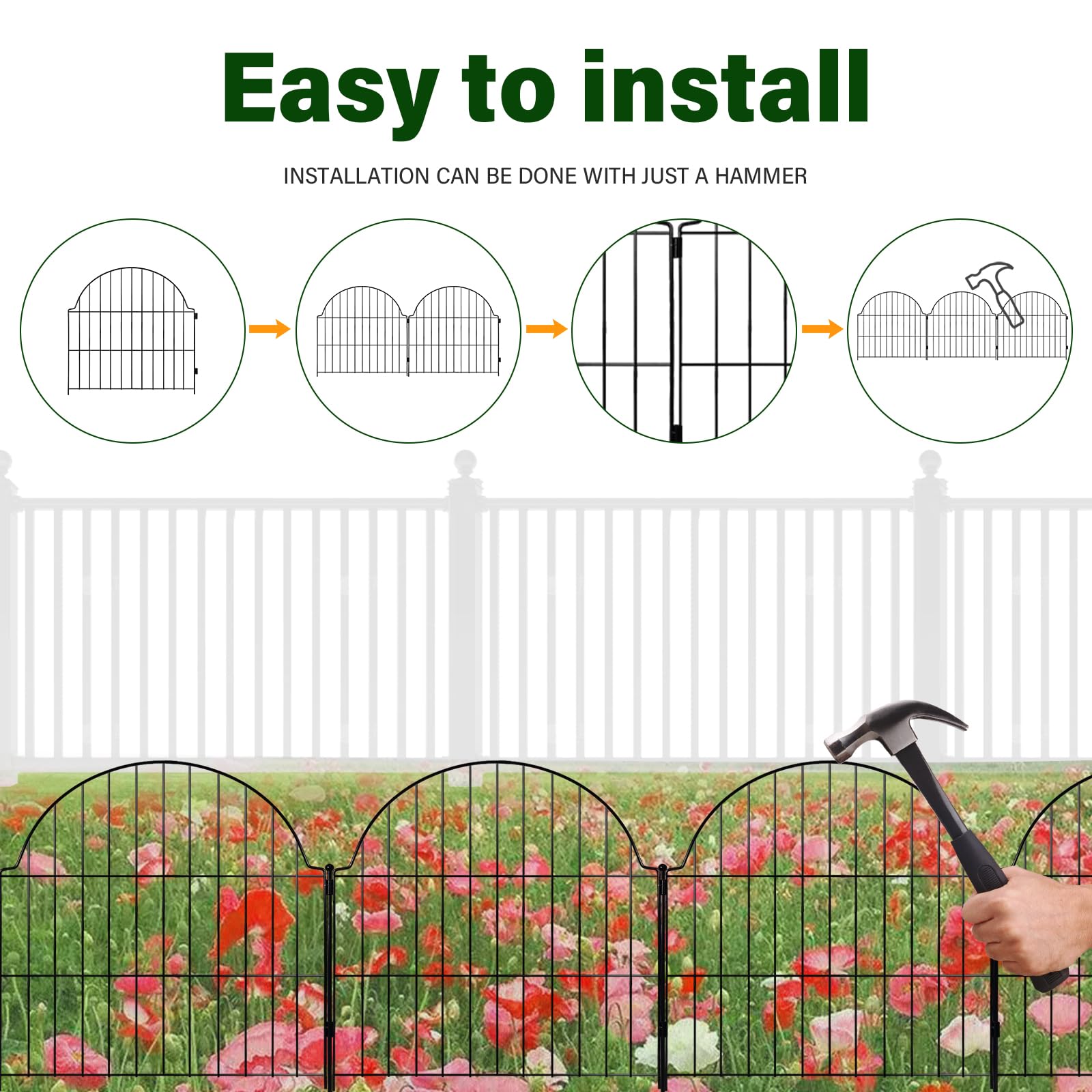 Blingluck rustproof, powder-coated fence finish ready for outdoors.